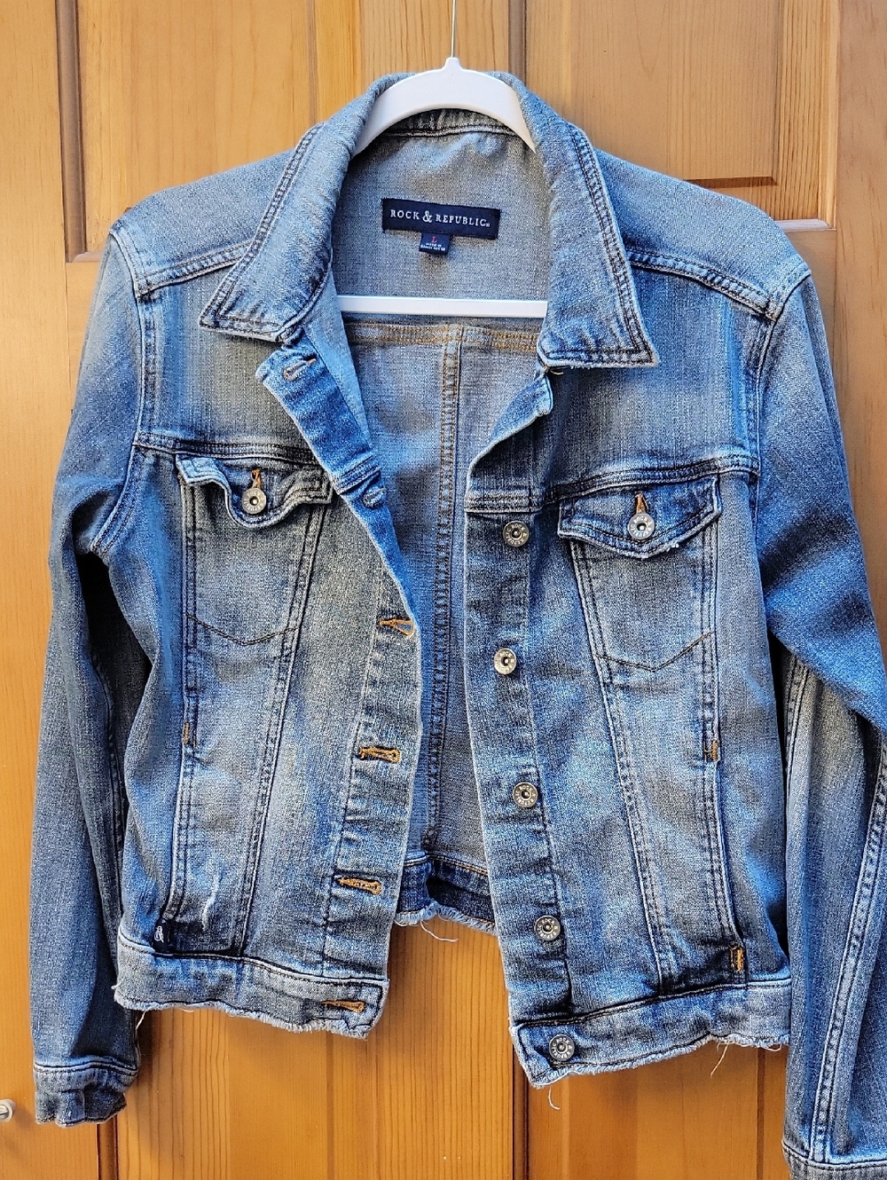 Rock & Republic Distressed Light Blue Denim Jacket